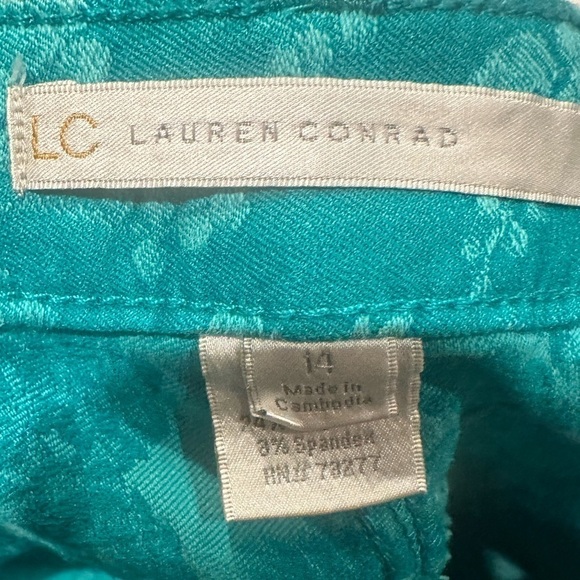 LC Lauren Conrad Turquoise Kate the Pencil Slim pant 2 Way Stretch Size 14 - Picture 3 of 3